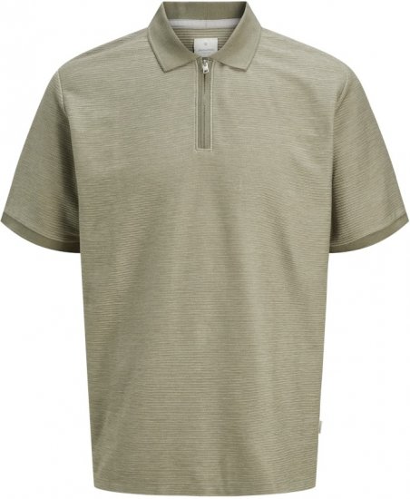 Jack & Jones Ronnie Polo with Zipper Grey - Polo majice - Moške Polo Majice za Močnejše Postave