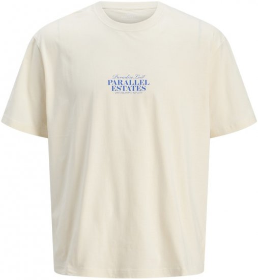 Jack & Jones Parallel Crew Neck T-Shirt Antique White - Kratke Majice - Moške kratke majice za močnejše postave