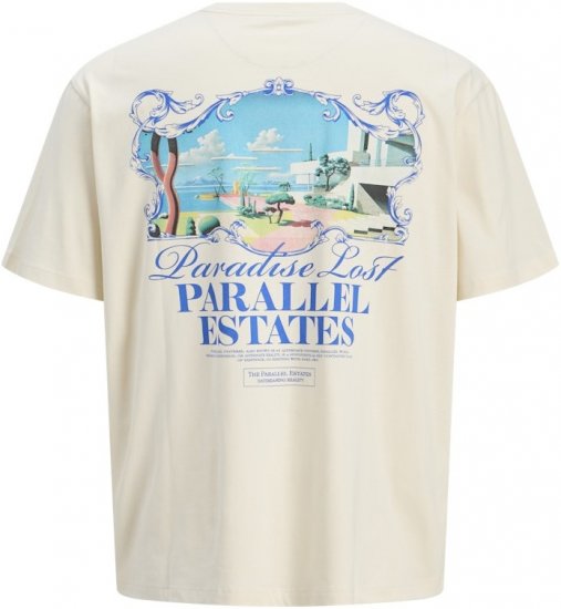 Jack & Jones Parallel Crew Neck T-Shirt Antique White - Kratke Majice - Moške kratke majice za močnejše postave