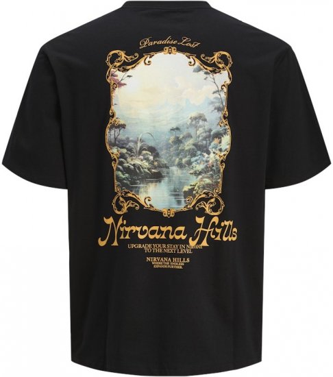 Jack & Jones Parallel Crew Neck T-Shirt Black - Kratke Majice - Moške kratke majice za močnejše postave