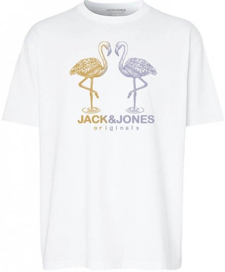 Jack & Jones Split Gradient Crew Neck T-Shirt Bright White - Kratke Majice - Moške kratke majice za močnejše postave