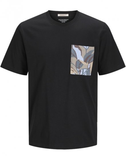  Jack & Jones Tavira Aop Pocket Crew Neck T-Shirt Black - Kratke Majice - Moške kratke majice za močnejše postave