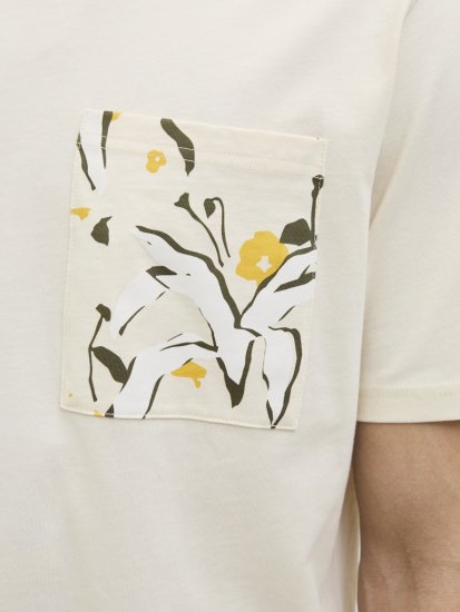  Jack & Jones Tavira Aop Pocket Crew Neck T-Shirt Antique White - Kratke Majice - Moške kratke majice za močnejše postave