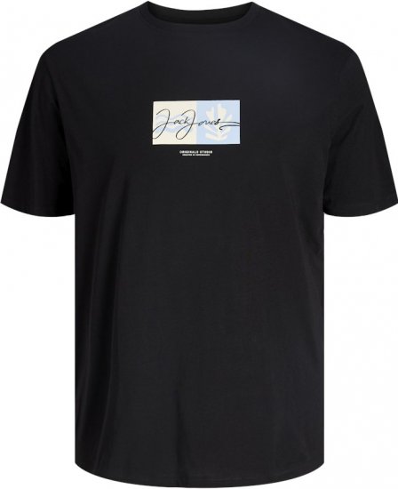 Jack & Jones Canggu Crew Neck T-Shirt Black - Kratke Majice - Moške kratke majice za močnejše postave