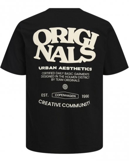  Jack & Jones Tavira Type Crew Neck T-Shirt Black - Kratke Majice - Moške kratke majice za močnejše postave