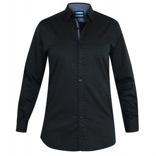 D555 Jahine Long Sleeve Printed Shirt Black - Srajce - Moške srajce za Močnejše Postave