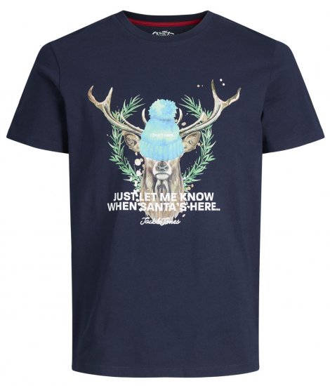 Jack & Jones JORANIMAL T-Shirt Navy - Kratke Majice - Moške kratke majice za močnejše postave