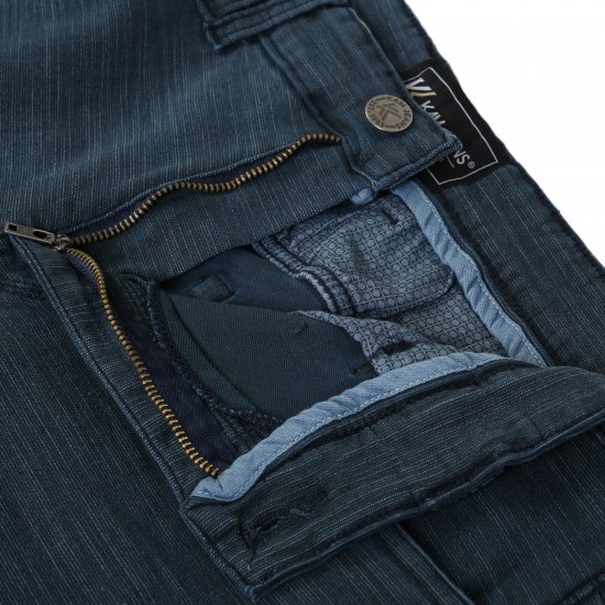 Kam Jeans 264 Slub Weave 5 Pocket Stretch Pants Smokey Blue - Kavbojke & hlače - Moške Kavbojke in Hlače za Močnejše Postave