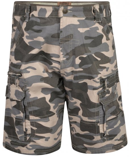 Kam Jeans 329 Short Charcoal Camo - Kratke hlače - Moške Kratke Hlače za Močnejše Postave