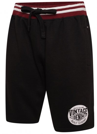 Kam Jeans 3309 Vintage Denim Jog Shorts Black - Trenirke & kratke trenirke - Moške Trenirke za Močnejše Postave