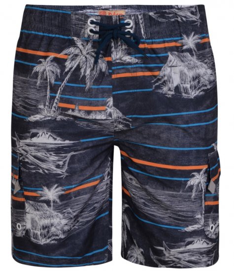 Kam Jeans Palm Print Swim Shorts Charcoal - Spodnje perilo & kopalne hlače - Moško Spodnje Perilo za močnejše postave