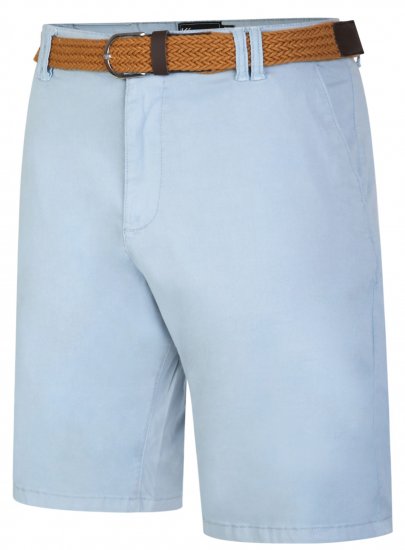 Kam Jeans 3401 Belted Oxford Stretch Chino Shorts Blue - Kratke hlače - Moške Kratke Hlače za Močnejše Postave