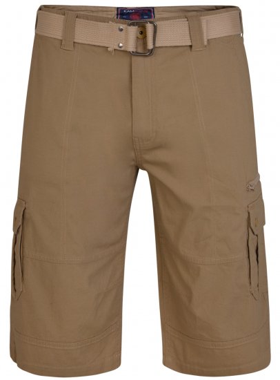 Kam Jeans 343 Cargo Stretch Shorts with Belt Sand - Kratke hlače - Moške Kratke Hlače za Močnejše Postave