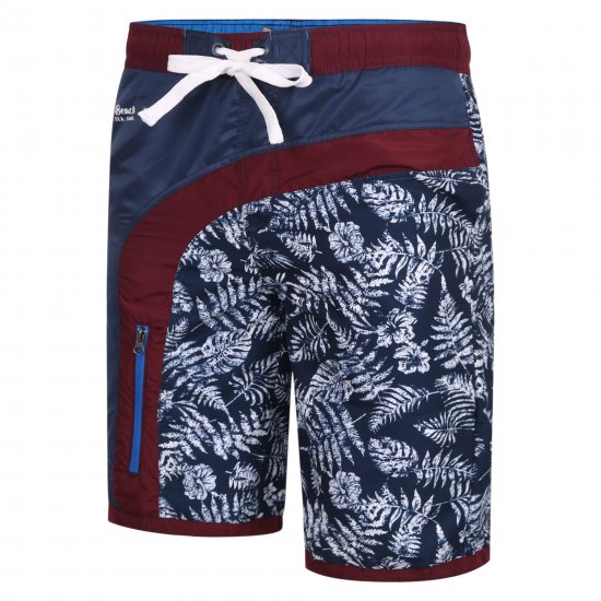 Kam Jeans 349 Leaf Print Swimmers Navy - Spodnje perilo & kopalne hlače - Moško Spodnje Perilo za močnejše postave