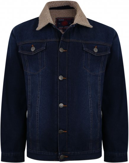Kam Jeans 406 Sherpa Lined Denim Jacket Dark Used TALL SIZES - MOŠKA OBLAČILA MT-6XLT - DALJŠI kroji