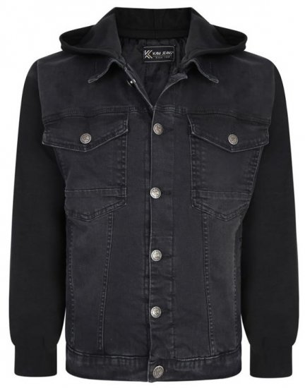 Kam Jeans 407 Hooded Stretch Denim Jacket - Jakne - Moške bunde za Močnejše Postave