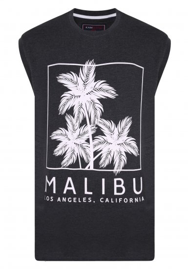 Kam Jeans Malibu Sleeveless Charcoal - Kratke Majice - Moške kratke majice za močnejše postave