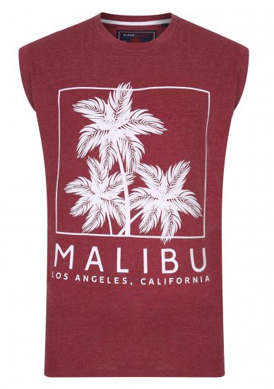 Kam Jeans Malibu Sleeveless Wine - Kratke Majice - Moške kratke majice za močnejše postave