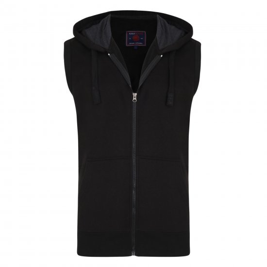 Kam Jeans Sleeveless Zip Thru Hoody Black - Puloverji & jopice - Moški Puloverji & Jopice za Močnejše Postave