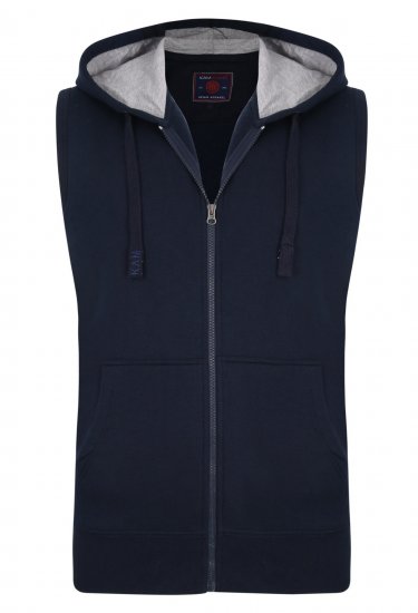 Kam Jeans Sleeveless Zip Thru Hoody Navy - Puloverji & jopice - Moški Puloverji & Jopice za Močnejše Postave