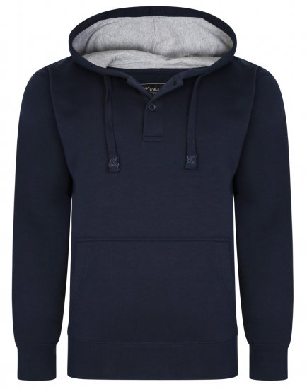 Kam Jeans 508B 1/4 Button Hoodie Navy - Puloverji & jopice - Moški Puloverji & Jopice za Močnejše Postave