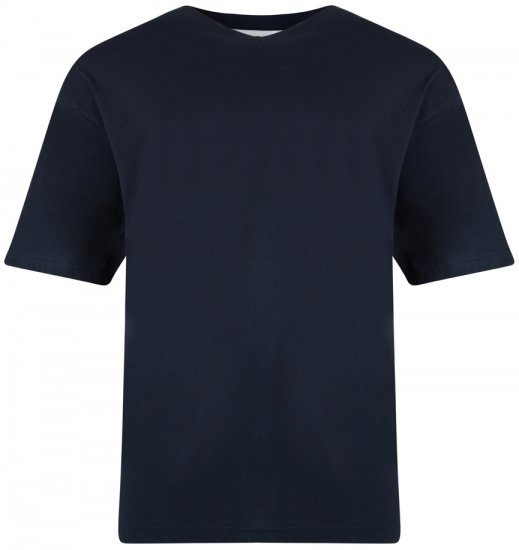Kam Jeans V-neck T-shirt Navy - Kratke Majice - Moške kratke majice za močnejše postave