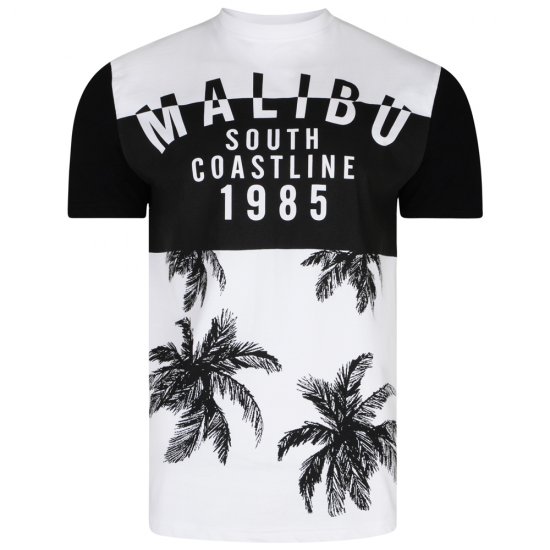 Kam Jeans 5228 Malibu T-shirt Black/White - Kratke Majice - Moške kratke majice za močnejše postave