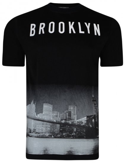 Kam Jeans 5229 Brooklyn T-shirt Black - Kratke Majice - Moške kratke majice za močnejše postave