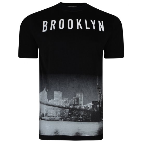 Kam Jeans 5229 Brooklyn T-shirt Black - Kratke Majice - Moške kratke majice za močnejše postave