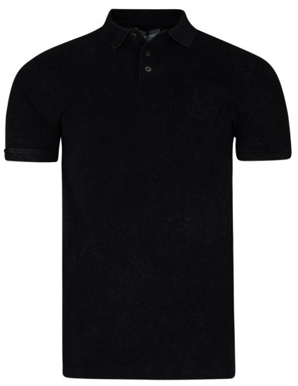 Kam Jeans 5232 Acid Wash Polo Black - Polo majice - Moške Polo Majice za Močnejše Postave