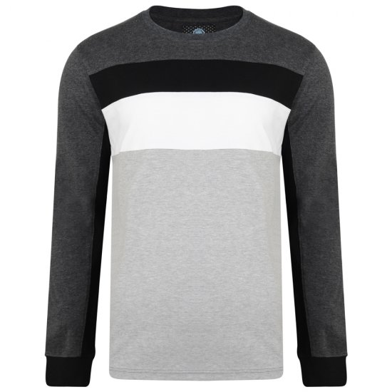 Kam Jeans 5240 Cut and Sew Long Sleeve T-shirt Grey - Kratke Majice - Moške kratke majice za močnejše postave