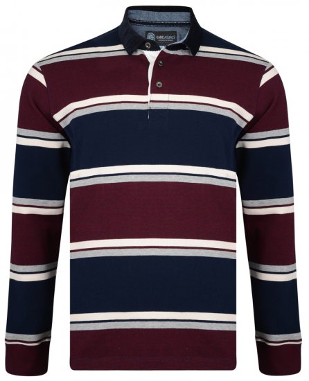 Kam Jeans 5242 Long Sleeve Polo Burgundy - Polo majice - Moške Polo Majice za Močnejše Postave