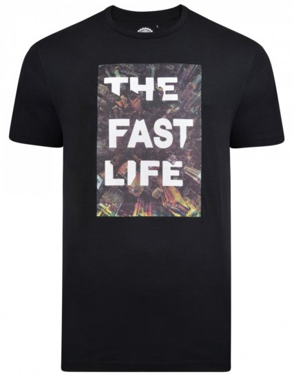 Kam Jeans 5258 Fast Life T-Shirt Black - Kratke Majice - Moške kratke majice za močnejše postave