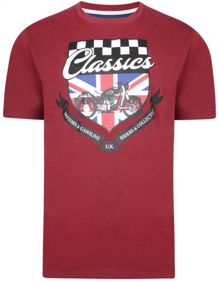 Kam Jeans 5280 T-shirt Burgundy - Kratke Majice - Moške kratke majice za močnejše postave