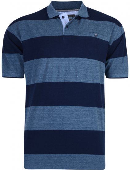 Kam Jeans 5292 Polo Denim Blue - Polo majice - Moške Polo Majice za Močnejše Postave