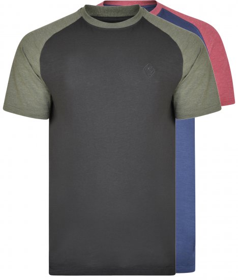 Kam Jeans 5314 Twin pack T-shirts Black/Navy - Kratke Majice - Moške kratke majice za močnejše postave