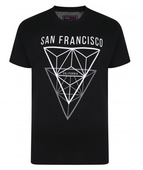 Kam Jeans 5334 San Fransisco Tee Black - Kratke Majice - Moške kratke majice za močnejše postave