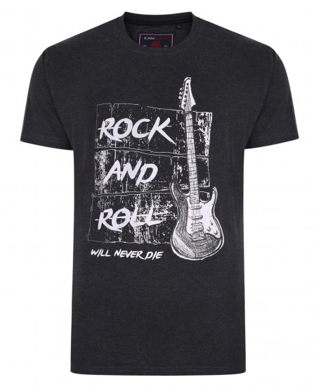 Kam Jeans 5338 Rock And Roll Tee Charcoal - Kratke Majice - Moške kratke majice za močnejše postave