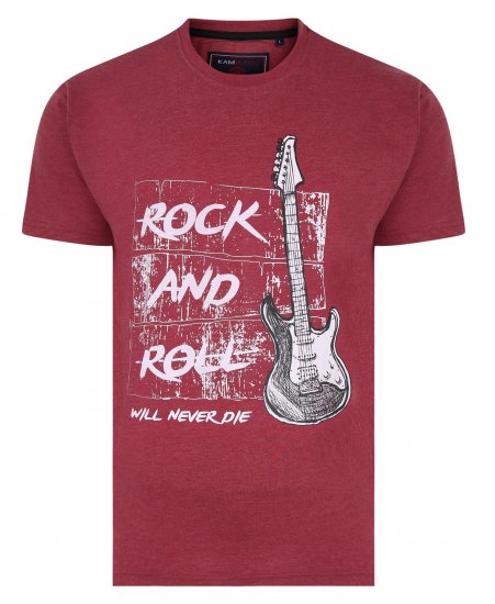 Kam Jeans 5338 Rock And Roll Tee Wine - Kratke Majice - Moške kratke majice za močnejše postave
