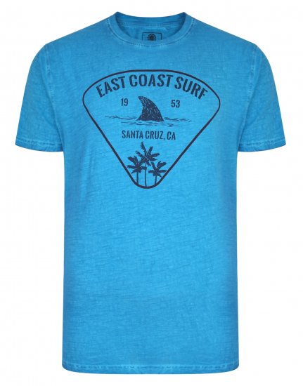 Kam Jeans East Coast Crew Neck Tee Turk Blue - Kratke Majice - Moške kratke majice za močnejše postave