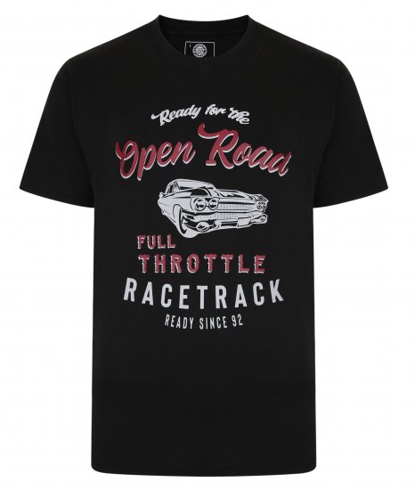 Kam Jeans 5342 Open Road Tee Black - Kratke Majice - Moške kratke majice za močnejše postave