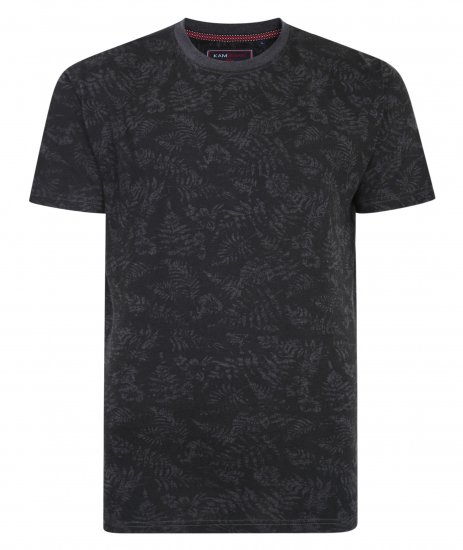 Kam Jeans 5345 Leaf Tee Charcoal - Kratke Majice - Moške kratke majice za močnejše postave