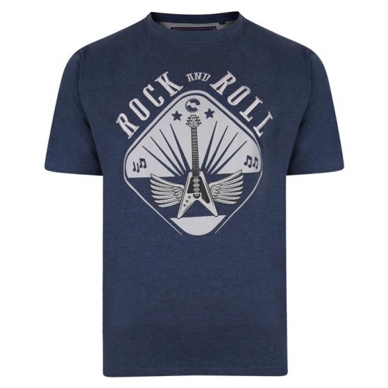 Kam Jeans 5349 Rock N Roll T-shirt Indigo - Kratke Majice - Moške kratke majice za močnejše postave