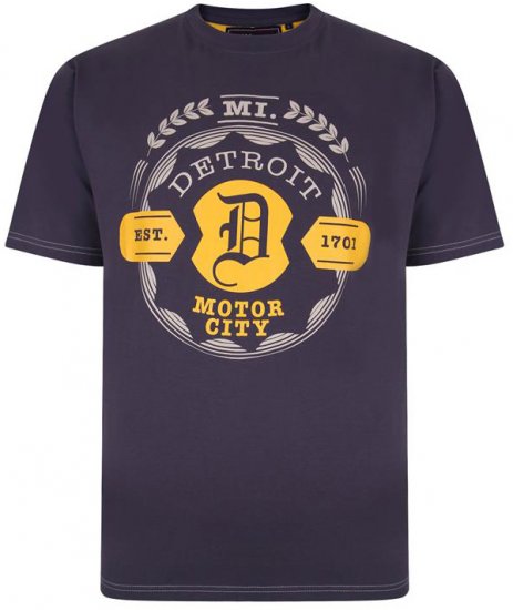 Kam Jeans 5350 Detroits Motors T-shirt Charcoal - Kratke Majice - Moške kratke majice za močnejše postave