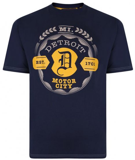 Kam Jeans 5350 Detroits Motors T-shirt Indigo - Kratke Majice - Moške kratke majice za močnejše postave