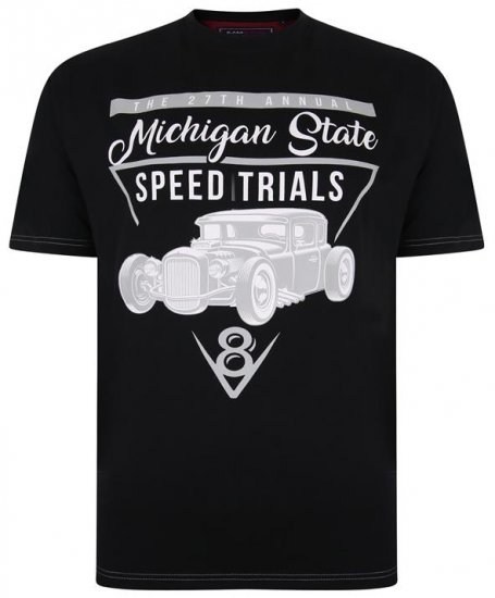 Kam Jeans 5352 Michigan State T-shirt Black - Kratke Majice - Moške kratke majice za močnejše postave