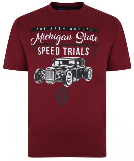 Kam Jeans 5352 Michigan State T-shirt Burgundy - Kratke Majice - Moške kratke majice za močnejše postave