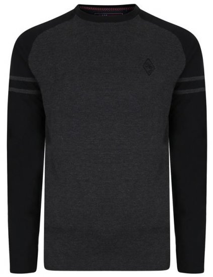 Kam Jeans 5359 LS Raglan Baseball Top Charcoal - Kratke Majice - Moške kratke majice za močnejše postave