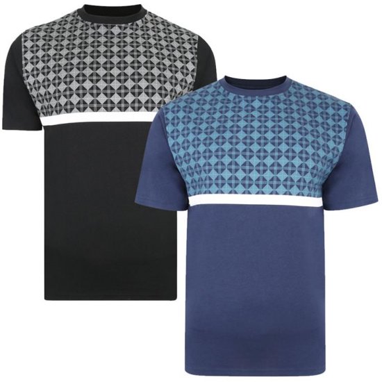 Kam Jeans 5366 Twin Pack Crew Neck T-Shirts - Kratke Majice - Moške kratke majice za močnejše postave