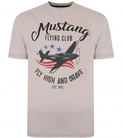 Kam Jeans Mustang Flying Club T-shirt Ash - Kratke Majice - Moške kratke majice za močnejše postave